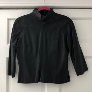 LUSCIOUS Black Leather High Neck Zip Back Top Sz 3
